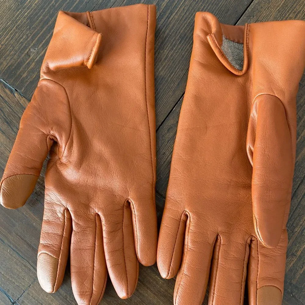 New Coach Leather and Wool Gloves, Sandstone